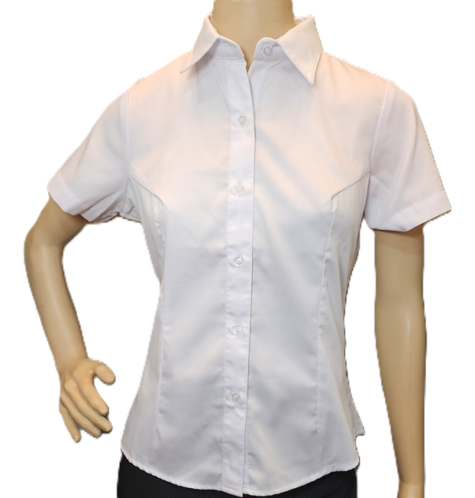 Blusa clásicas manga corta, distintas telas en color blanco.