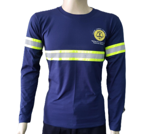 Playera cuello redondo manga larga bordada con reflectivos código 04016