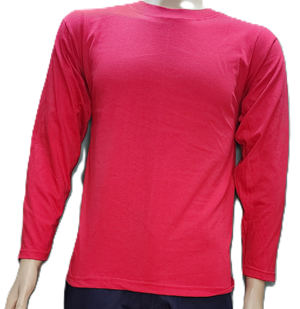 Playeras lisa manga larga 100% algodón; Cuello redondo, color rojo